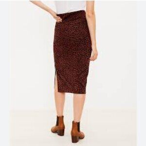 Loft Leopard Pencil Sheath Skirt High Waist Side Slit XSP